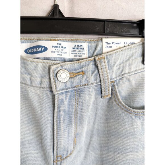 Old Navy The Power Jean Perfect Straight Light Wash Adjustable Waist 14 NWT - Picture 7 of 7